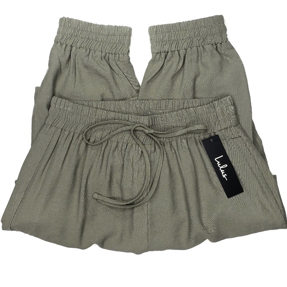 Lulus The Bottom Line Olive Green Cargo Joggers - Picture 2 of 9